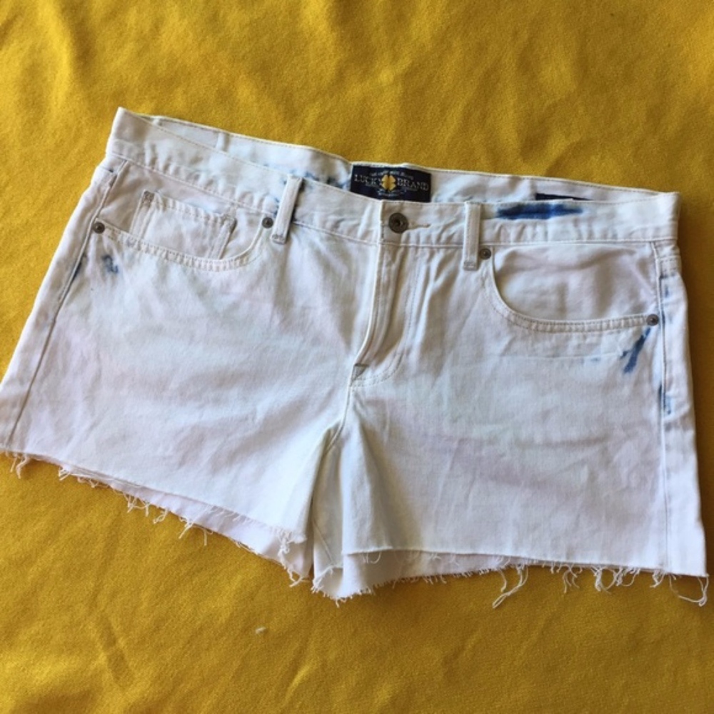 Lucky Brand cutoffs bleached white